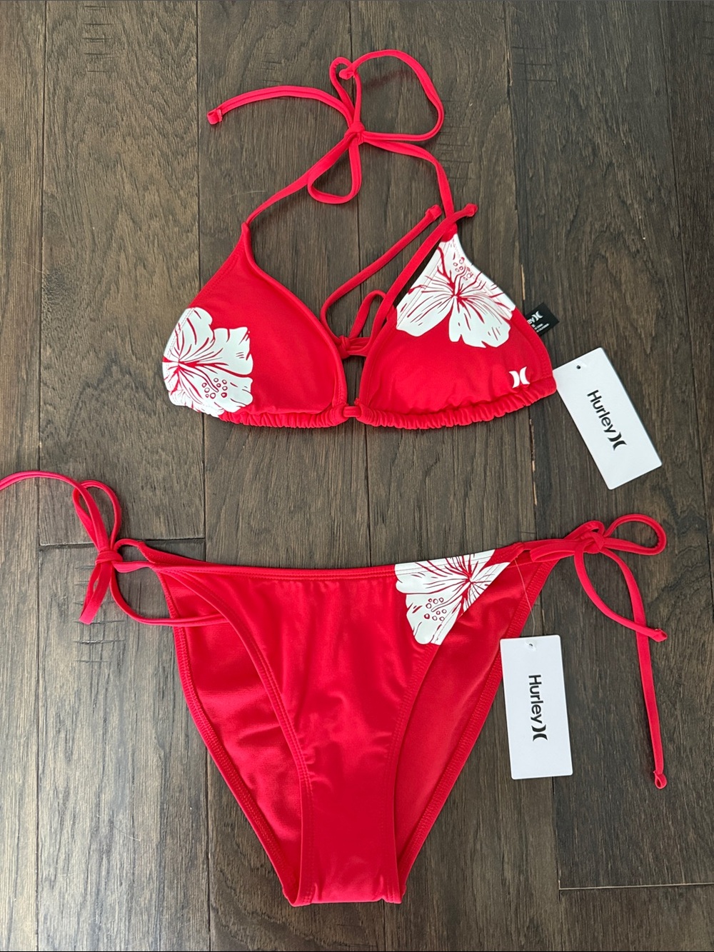 NWT Hurley Red Floral Bikini Set M